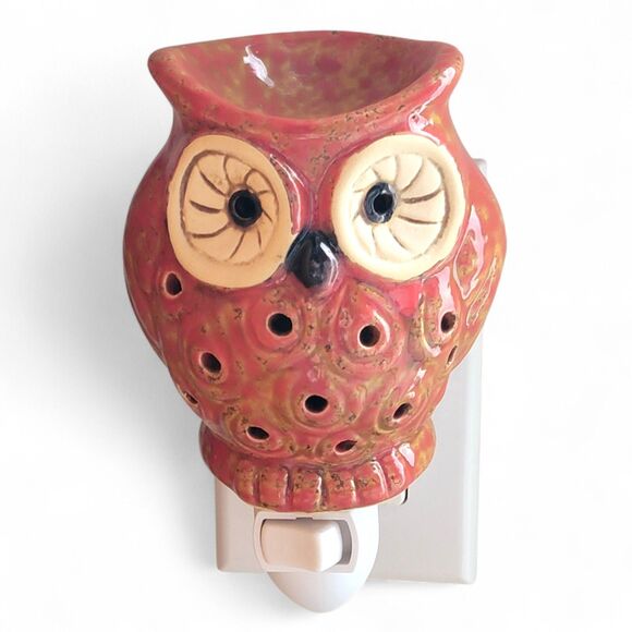 Other - Owl Ceramic Drip Glaze Wax Warmer/Tea Light Candle Holder Nightlight VTG Boho